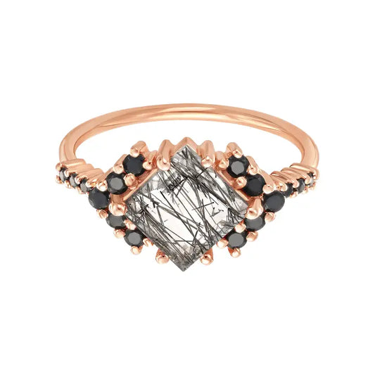 Rutilated Quartz & Spinel Ariel Shield Ring