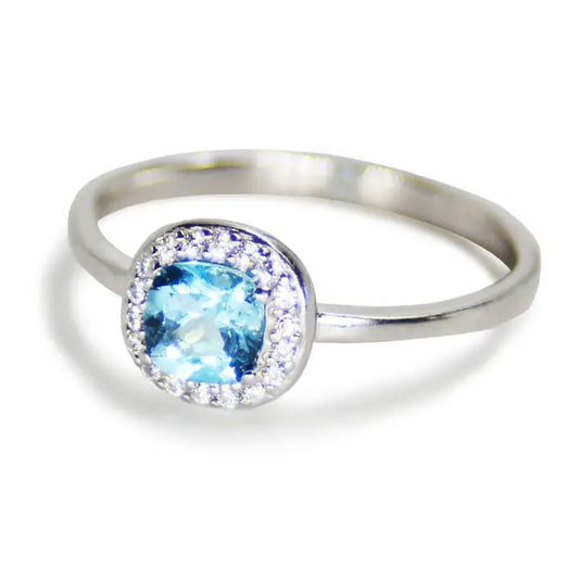 Mini Blue Topaz Pave Ring