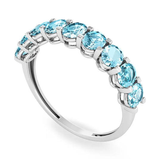 Swiss Blue Topaz White Gold Ring