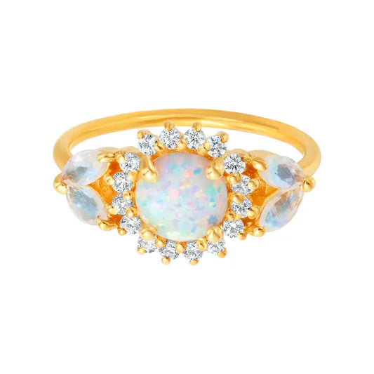 Opal & Diamond Sunflower Queen Ring